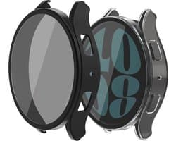 kwmobile 2x smartwatch volledige cover geschikt voor Samsung Galaxy Watch 6 44mm screenprotector - Activity tracker privacy cover - In transparant / zwart