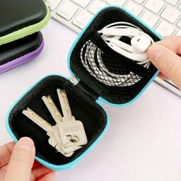 Oortjes Opberg Hoesje Voor Earphnes I Case Voor In-ear koptelefoon I Oortyejs Case | Headphone Organizer | Opbergcase Laadkabels I Zwart — thumbnail 4