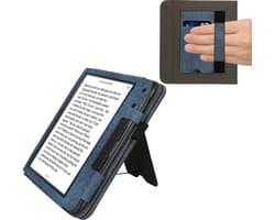 kwmobile flip cover voor e-reader - geschikt voor Kobo Libra Colour - Van imitatieleer en -suède - In donkerblauw / donkergrijs
