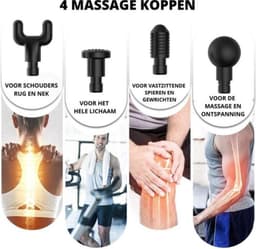 Compacte massage pro gun - 4 opzetstukken - 6 snelheden - diepe spierstimulatie - lichtgewicht - stil en draagbaar - zwart — thumbnail 4