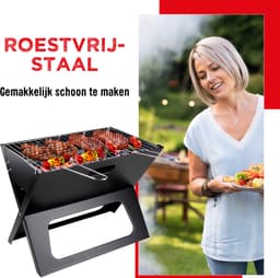 BBQ Collection Tafel BBQ Houtskool - Camping BBQ - Opvouwbare en Draagbare Barbeque - Barbecue met Losse Vuurschaal en Grillrooster - 46 x 36,5 x 28 cm — thumbnail 5