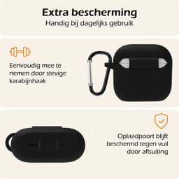 Hoesje - Geschikt voor Apple AirPods 4 - met Clip - Siliconen Hoes - Silicone Case Cover - Zwart — thumbnail 5