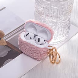 Casemania Hoesje Geschikt voor Apple AirPods 4 - Roze - Schokbestendig Teddy Furr Cover met Ring & Sleutelhanger — thumbnail 3