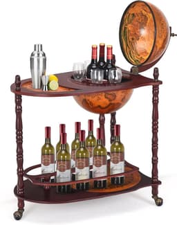 Globus minibar wijnrek met wieltjes – Praktische cocktailbar voor thuis — thumbnail 1