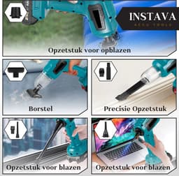 Instava - Accu Auto Stofzuiger incl. 1x Accu (2.0Ah) - Geschikt voor Makita 18v Accu - Handstofzuiger Draadloos - Autostofzuiger - Kruimeldief - Mini Stofzuiger — thumbnail 2