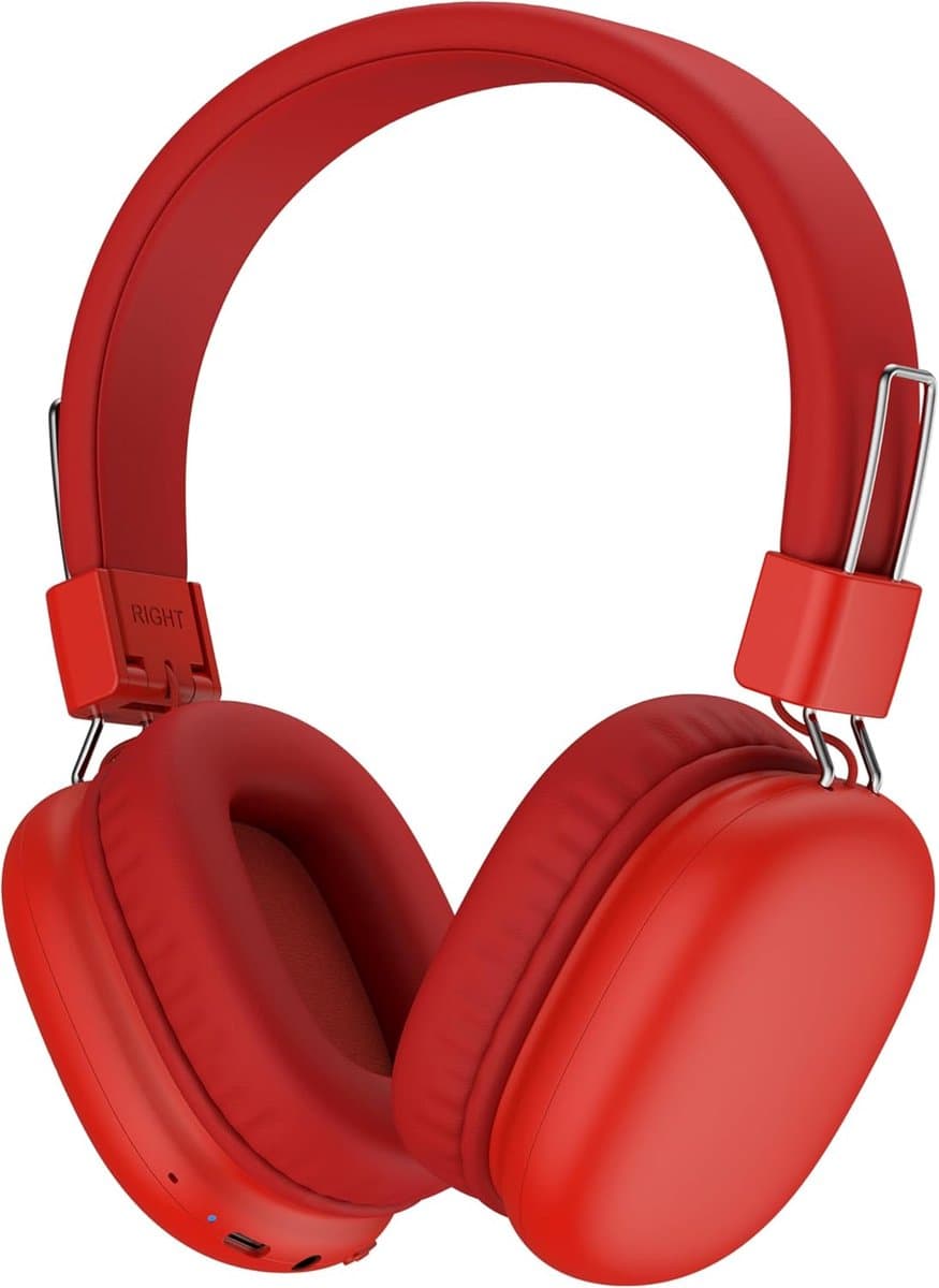 StayPowered Kinderkoptelefoon - Veilig Luisteren en Comfort voor Elk Moment - Instelbaar Volume - 50 Uur Batterij - Bluetooth 5.4 - Ingebouwde Microfoon - Opvouwbaar en Licht - Rood - Levering Sneller dan Aangegeven! — afbeelding 1
