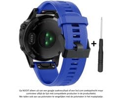 Blauw Siliconen horlogebandje 26mm Quickfit Compatibel geschikt voor Garmin Fenix 3 / 3 HR / 3 Sapphire / 5X / 6X, D2, Quatix 3, Tactix, Descent MK1, Foretrex 601 en 701 – 26 mm blue smartwatch strap - Maat: zie maatfoto