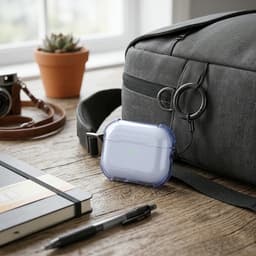 Blauw transparant hoesje voor oordopjes met sleutelring – schokbestendige beschermhoes geschikt voor AirPods Pro 3 — thumbnail 3