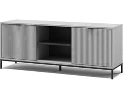 TV Meubel - Lowboard Kast - Woonkamer Inrichting - Veel Opbergruimte - 150 x 60 cm - Grijs