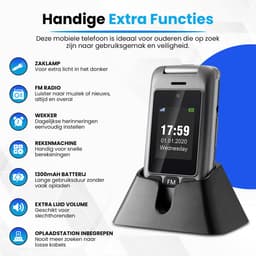 Senioren Telefoon met Extra Batterij - Simlock vrij - Klap GSM - Dubbel Klapbaar scherm — thumbnail 4
