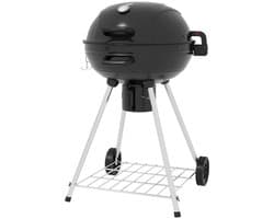 Premie Houtskool Barbecue - Kogelgrill - Houtskoolgrill - Grillrooster - Grilloppervlak Ø54 cm - met Warmhoudrek, Opbergplank, Aslade, Thermometer - BBQ voor Kamperen, Buiten, Tuin - 55 x 65 x 89 cm - Zwart