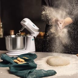 Keukenmachine - Mixer Deegmaker - Bakken En Koken - Planetaire Beweging - 3 Liter Kom - Wit — thumbnail 3