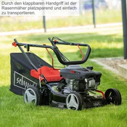 Benzine Duwmaaier - Loopmaaier Gazon - Kleinere Tuinen - Zelfaandrijving Grote Wielen - 42 cm Maaibreedte - Rood Zwart — thumbnail 3