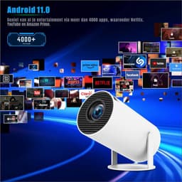 Aura® Draagbare beamer - Beamer - Projector - Mini Beamer - Wit - ‎17cm x 10cm x 17cm — thumbnail 3