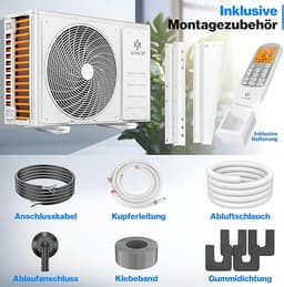 Split Airconditioner 9000 BTU (2.6 kW) WiFi Ready – A+++ Energiezuinig Koelen & Verwarmen – Zeer Stil Inverter Airco met Timer, Afstandsbediening & Complete Installatieset (3m) – Laura — thumbnail 1