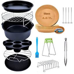 Airfryer Accessoires Set 8 Inch – 11-delig – Bakvorm, Pizza Pan, Cakevorm, Rek & Siliconen Vorm – Geschikt voor Airfryer — thumbnail 8