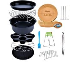 Airfryer Accessoires Set 8 Inch – 11-delig – Bakvorm, Pizza Pan, Cakevorm, Rek & Siliconen Vorm – Geschikt voor Airfryer