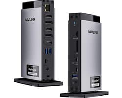 WAVLINK Dockingstation USB 3.0 voor Externe Schijven, HDMI/DVI/VGA, Gigabit Ethernet, Audio, 20V 3.5A