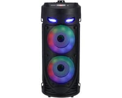 Draagbare Luidspreker met LED-verlichting – 16W Stereo Geluid – Bluetooth 5.0, Radio & Microfooningang – Waterresistent voor Buitengebruik