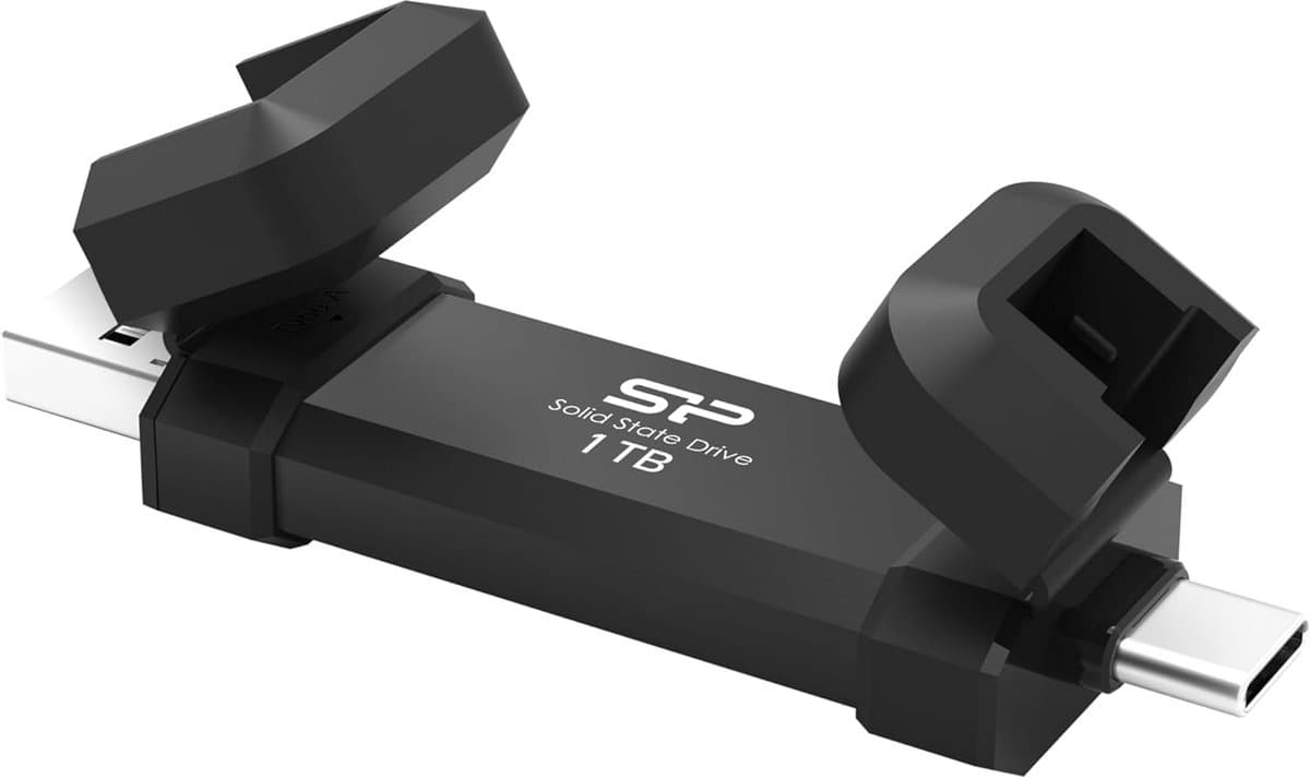Draagbare SSD - Externe Opslag - Snelle Data Transfer - Dubbele Aansluiting - 1TB Capaciteit - Zwart — afbeelding 1