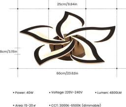 Dimbare LED Plafondlamp met Afstandsbediening, Romantische Bloemvormige Plafondverlichting voor Slaapkamer en Woonkamer, 3000K-6500K — thumbnail 1