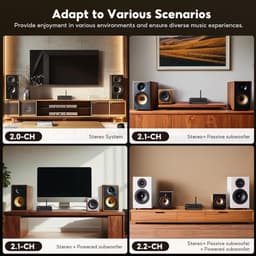 Krachtige 2.1 Kanaals Bluetooth 5.2 Versterker 300W x 2 + 300W Subwoofer voor Thuis en Boekenplank Luidsprekers — thumbnail 4