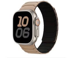 Melkthee zwart horlogebandje smartwatch dames en heren magnetisch sport siliconen band Geschikt voor Apple Watch 42mm (serie 1 / 2 / 3) / 44 mm / 45 mm / 46 mm (serie 10 / 11) / 49 mm (Ultra 1 / 2 / 3) tweekleurig sportief ontwerp watch band