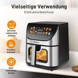 Airfryer XXL - 8.5 Liter - Met Kijkvenster - Digitale Heteluchtfriteuse - 12 Programma's - Kleuren Touchscreen - 1800W - Zwart — thumbnail 2