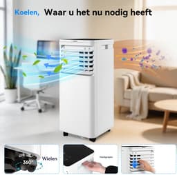 Glitzerlife - Mobiele Airco - Mobiele Airconditioner Aircooler - 7000 BTU Koelvermogen - Met Afvoerslang en Afstandsbediening - ABS Airconditioner voor Slaapkamer en Woonkamer - Wit — thumbnail 2