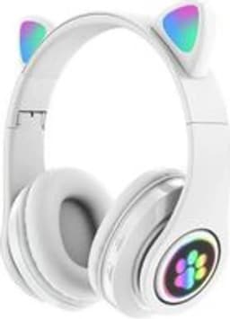 Draadloze Bluetooth-oortjes met een opvallend kattenoortjesdesign, stereo-koptelefoon met microfoon en verstelbare hoofdband, Geschikt voor desktops, laptops, tablets en smartphones. Kleur: Wit. — thumbnail 5