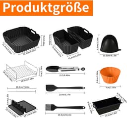 Airfryer Siliconen vorm voor Ninja-accessoires, heteluchtfriteuse, bakvormen, grillrooster, taartvorm, broodroosteraccessoires, keukentang, enz., compatibel met Dual Basket AF180EUCP serie 6,2 l — thumbnail 7