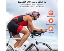 Smartwatch Heren met Bluetooth Bellen, IP68 Waterdicht, Hartslagmeter, Slaaptracker en Stappenteller