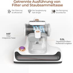 Krachtige Matrasstofzuiger met UV-C Licht - Anti-Mijt Stofzuiger 15 Kpa — thumbnail 4
