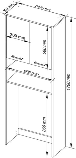 bovenbouwkast, badkamerkast, commode, wasmachine bovenkast, 64 x 180 x 30 cm (b x h x d), gewicht 30 kg, ombouwkast met 2 deuren en 2 open opbergvakken — thumbnail 2