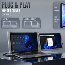 Portable Monitor Link 14.1" - Full HD Draagbare monitor met USB-C & HDMI - Extra scherm laptop - Plug & Play - Incl. Draagtas — thumbnail 4