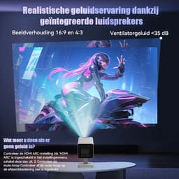 Hotlight Mini Beamer - Home Cinema - Projector - Android 11.0 - WiFi 6 & Bluetooth 5.2 - 4K Beeldkwaliteit - Projector Scherm - Wit — thumbnail 4