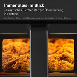 Airfryer met Venster - Friteuse zonder Olie - Gezond Koken - Grote Capaciteit 6.2L - 37x32x30 cm - Zwart — thumbnail 2