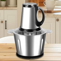 Elektrische Snijder - Keukenmachine Mixer - Salade Koken - Ruimtebesparend Ontwerp - 27x18cm - Zilver — thumbnail 4