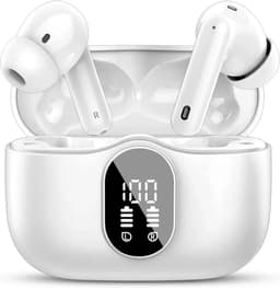 SBG Draadloze Oordopjes - Noise Cancelling - Headset - Bluetooth 5.4 - Earbuds oplaadcase - LED Display - Met Microfoon - Extra dopjes - Wit — thumbnail 1