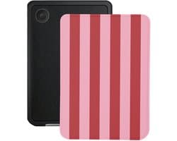 Lunso Geschikt voor Kobo Clara BW / Clara Colour hoesje (6 inch) - Vegan Saffiano Leren Sleep Cover - Candy Floss