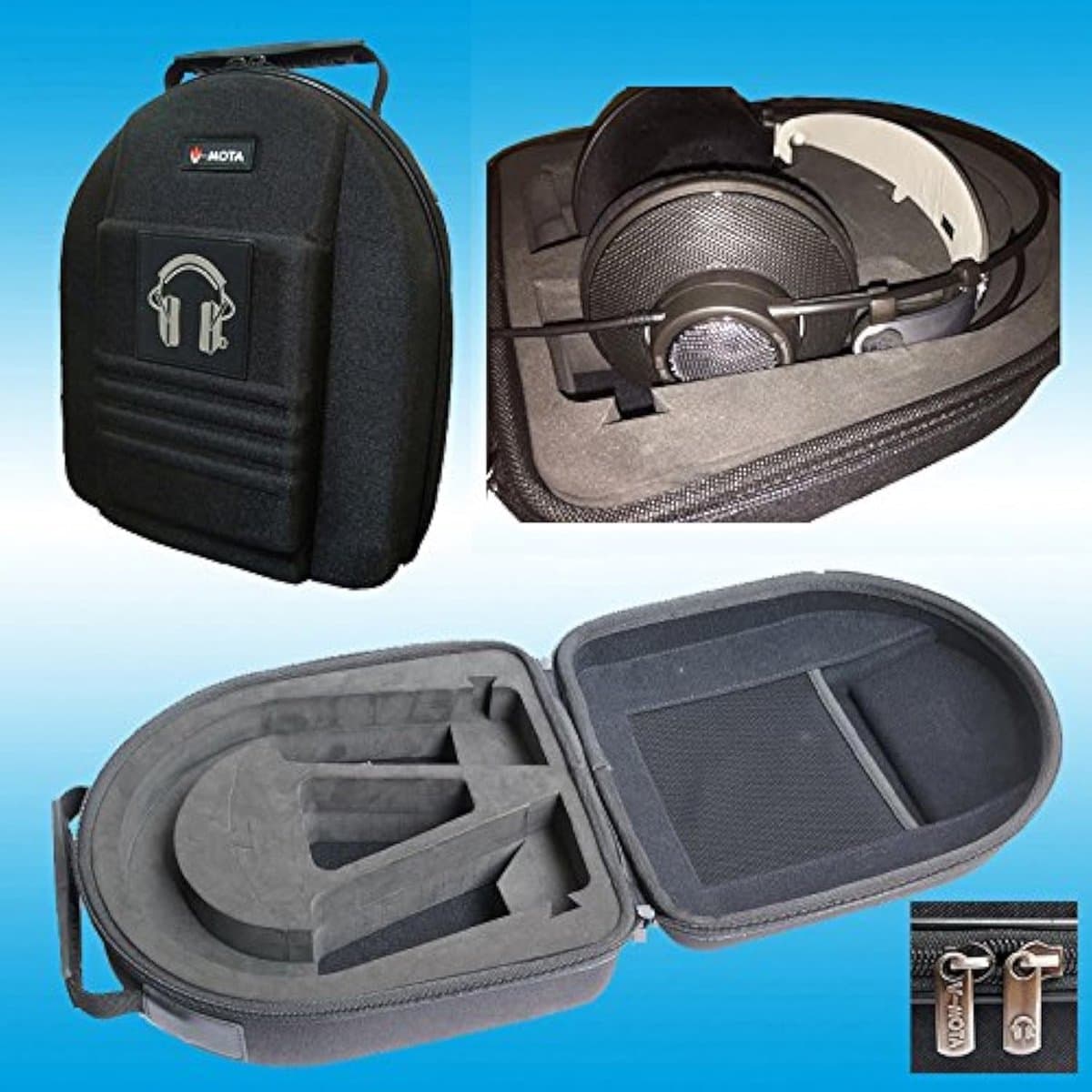 Hoofdtelefoon Koffer - Draagbare Opbergtas - Bescherming Muziekapparatuur - Waterafstotend Nylon Buitenkant - 24.5 x 12 x 20 cm - Zwart — afbeelding 1