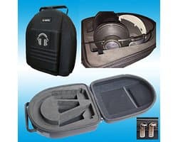 Hoofdtelefoon Koffer - Draagbare Opbergtas - Bescherming Muziekapparatuur - Waterafstotend Nylon Buitenkant - 24.5 x 12 x 20 cm - Zwart