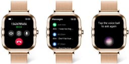AMOLED-smartwatch voor dames - Nieuw voor 2025 - 1,75-inch fitnesshorloge met telefoonfunctionaliteit - Twee bandjes - Volledig touchscreen - Vierkant ontwerp - Stijlvol sporthorloge voor dames - Compatibel met Android 4.4+ / iOS 10.0+. — thumbnail 2