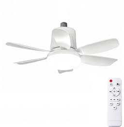 2-in-1 ventilator & lamp - Met afstandsbediening - Diameter 47 cm - Mini-ventilator met zes snelheden - Drie windsnelheden - Schroefvoet - Eenvoudige installatie - Geschikt voor slaapkamers, keukens, garages en woonkamers — thumbnail 1