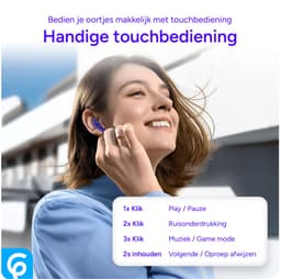 SBG Draadloze Oordopjes - Noise Cancelling - Headset - Bluetooth 5.4 - Earbuds oplaadcase - LED Display - Met Microfoon - Extra dopjes - Blauw — thumbnail 4