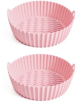 2-stuks Bakplaat - Siliconen bakplaat - Siliconen bakplaat voor airfryer - Oven-airfryeraccessoire - Herbruikbaar - Gemakkelijk schoon te maken - Geschikt voor bakken in de oven, keuken, broodbakmat, thuisgebruik, enz. - Roze — thumbnail 1