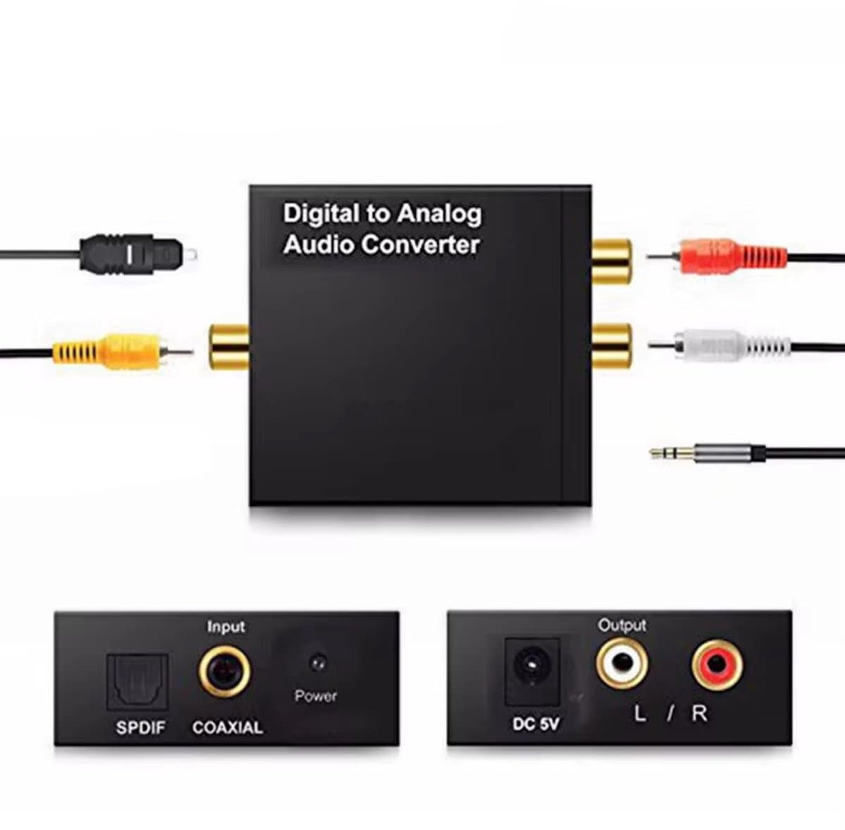 DAC Audio Converter Digitaal naar Analoog – Optisch Toslink/Coax naar RCA – 3.5mm Jack – 24-bit – 96kHz – Voor TV, Versterker & Home Cinema — afbeelding 1