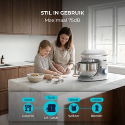 Fentic Keukenmachine - 2000W - RVS Mengkom (6,2 L) - Keukenrobot - Foodprocessor - Mixer met Garde, Deeghaak en Menghaak - Incl. extra Accessoires - Zilver — thumbnail 5