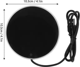 Bekerwarmer met temperatuurregeling, USB-drankverwarmer voor kopjes en glazen, Ø 10,3 cm, constante 55°C (zilver) — thumbnail 2