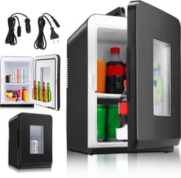 Mini koelkast - 15L Minibar - Koel & warm - AC/DC 230V/12V - Draagbare Mini Autokoelkast - Voor Auto, Kantoor, Camping & Thuis Eten, Drinken - Zwarte — thumbnail 1